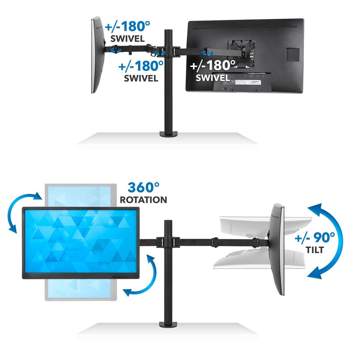 Full Motion Dual Monitor Desk Mount Black Monitor Mount - Full Motion Dual Monitor Desk Mount - Mount-It! - MI-2752