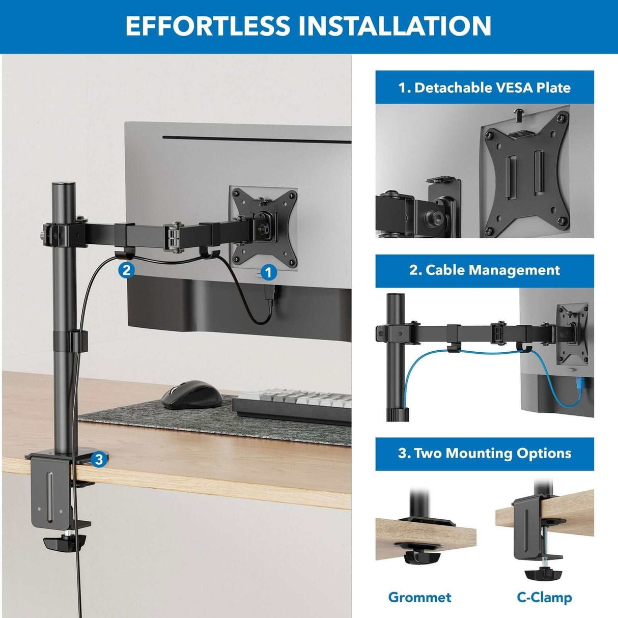 Full Motion Monitor Mount Black Monitor Mount - Full Motion Monitor Mount - Mount-It! - MI-2751