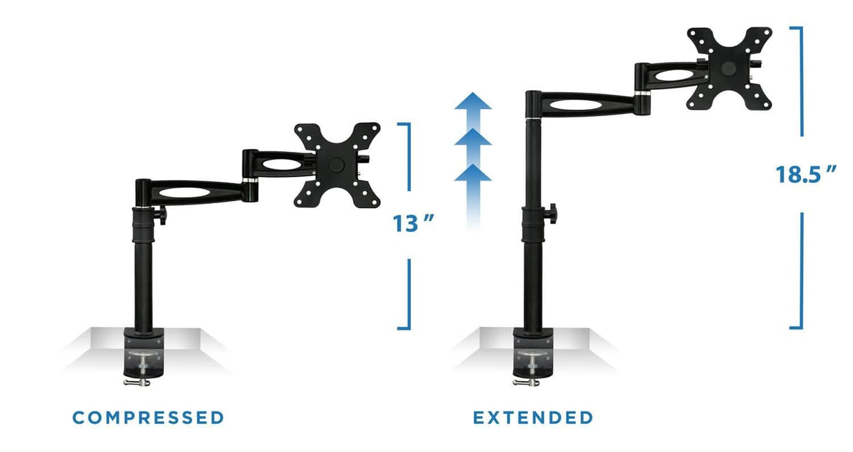 Full Motion Single Monitor Desk Mount Black Monitor Mount - Full Motion Single Monitor Desk Mount - Mount-It! - MI-705