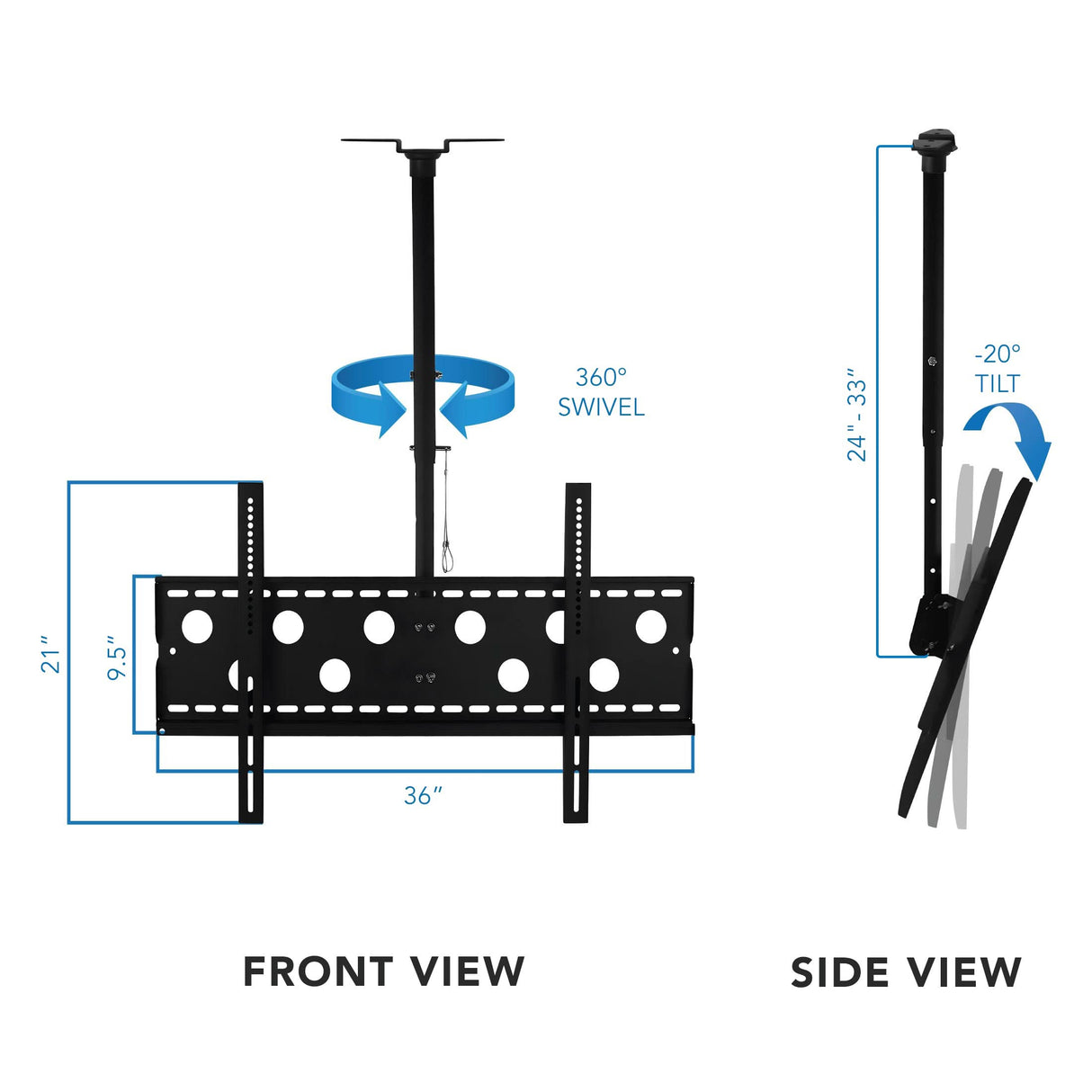 Full-Motion TV Ceiling Mount 42-90” Screens Black TV Mount - Full-Motion TV Ceiling Mount 42-90” Screens - Mount-It! - MI-501L