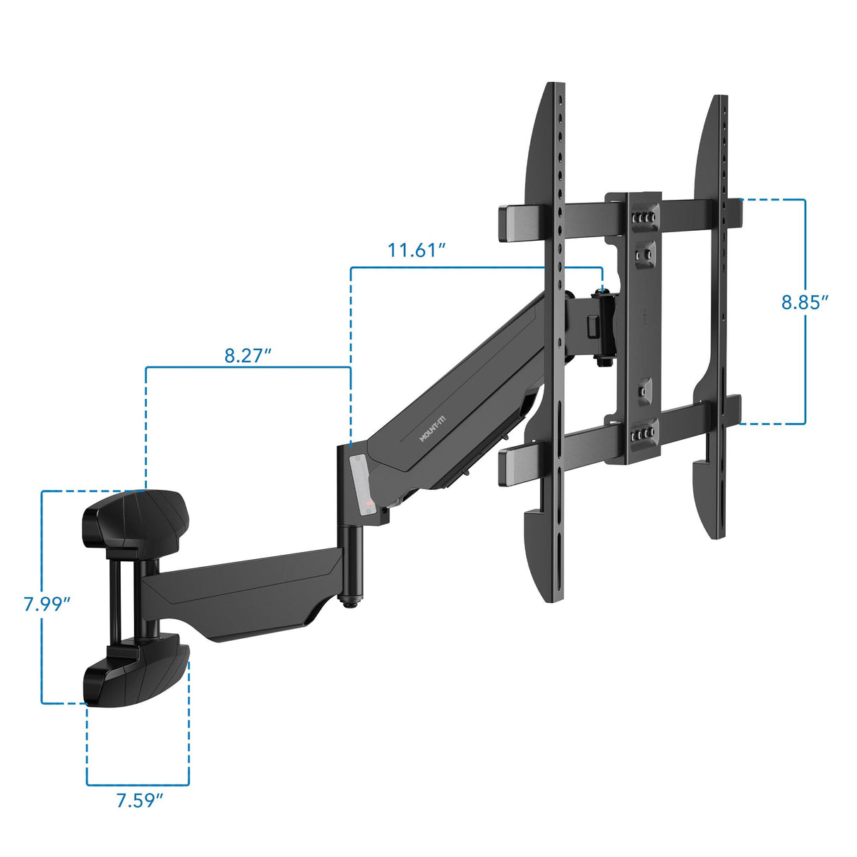 Full Motion TV Wall Mount with Gas Spring Arm Black TV Mount - Full Motion TV Wall Mount with Gas Spring Arm - Mount-It! - MI-445