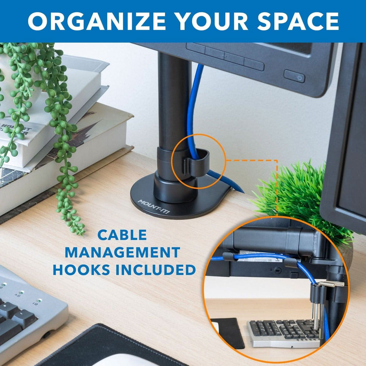 Fully Adjustable Triple Computer Monitor Mount Black Monitor Mount - Fully Adjustable Triple Computer Monitor Mount - Mount-It! - MI-1753