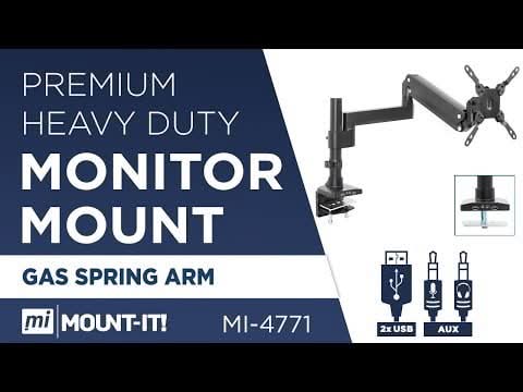 Heavy Duty Monitor Desk Mount w/ USB & Multimedia Ports Black Monitor Mount - Heavy Duty Monitor Desk Mount w/ USB & Multimedia Ports - Mount-It! - MI-4771