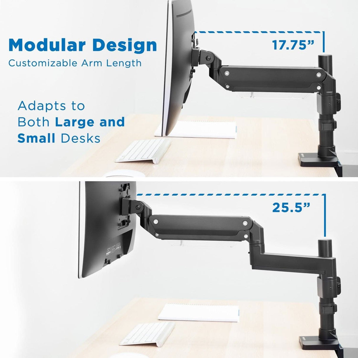 Heavy Duty Monitor Desk Mount w/ USB & Multimedia Ports Black Monitor Mount - Heavy Duty Monitor Desk Mount w/ USB & Multimedia Ports - Mount-It! - MI-4771