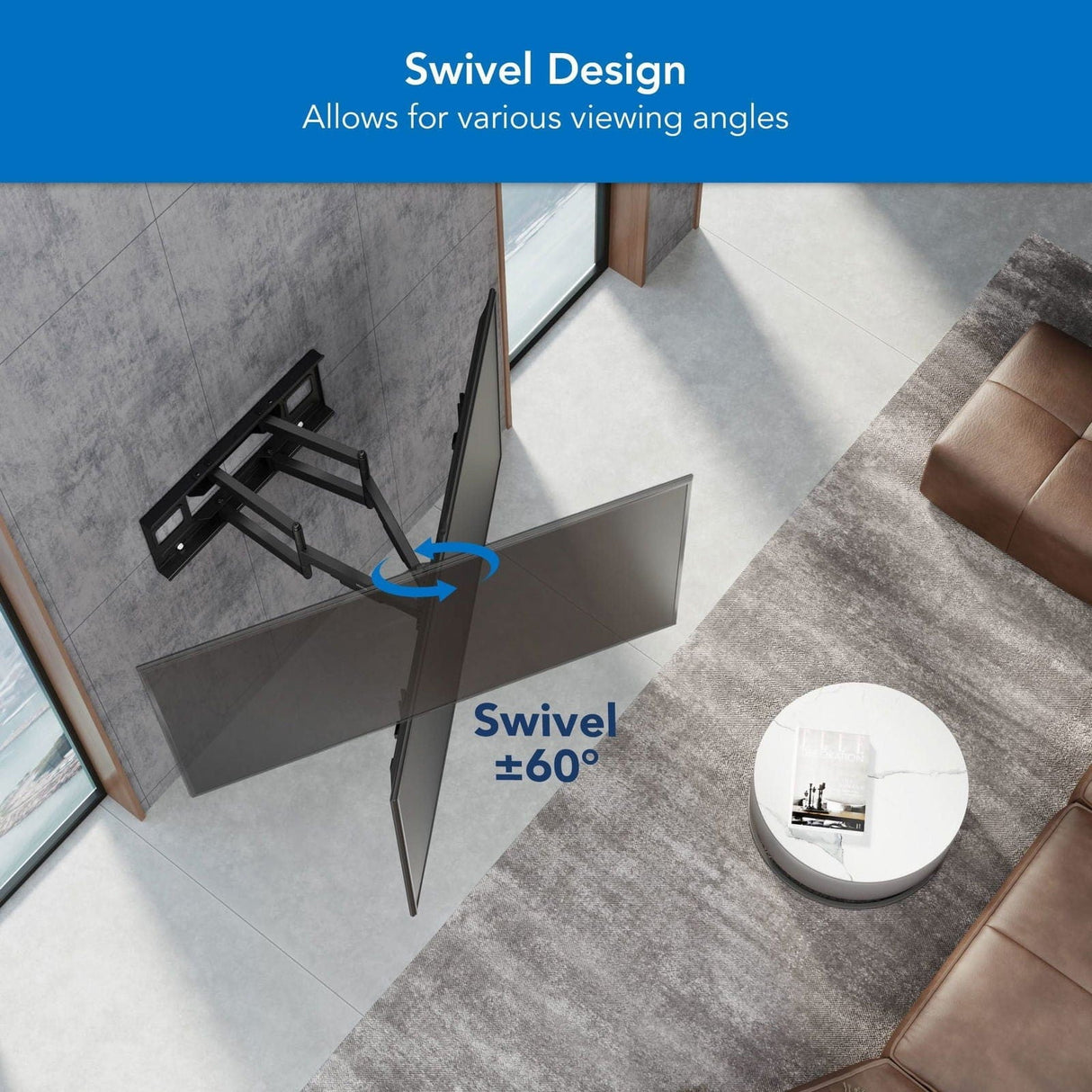 Heavy Duty Full Motion TV Wall Mount for 60-120 Inch Screens Black TV Mount - Heavy Duty XXL Full Motion TV Mount with Long Extension - Mount-It! - MI-14010