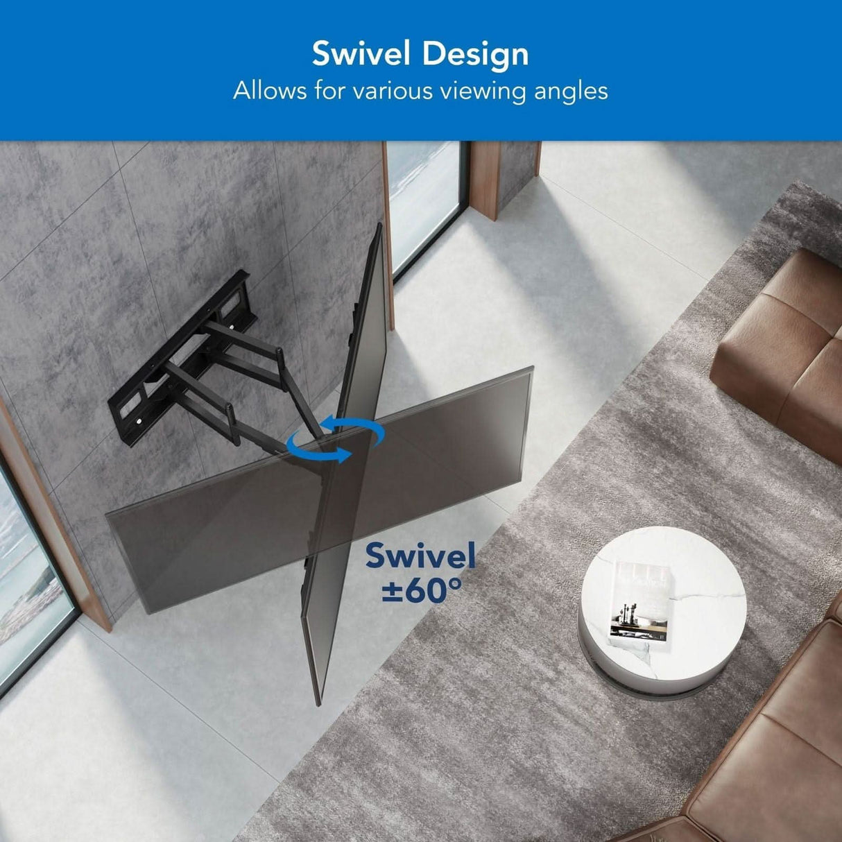 Heavy Duty Full Motion TV Wall Mount for 60-120 Inch Screens Black TV Mount - Heavy Duty XXL Full Motion TV Mount with Long Extension - Mount-It! - MI-14010