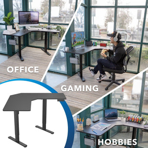 Black Standing Desk - Height Adjustable Corner Sit-Stand Desk - Mount-It! - MI-15003 Black Standing Desk - Height Adjustable Corner Sit-Stand Desk - Mount-It! - MI-15003