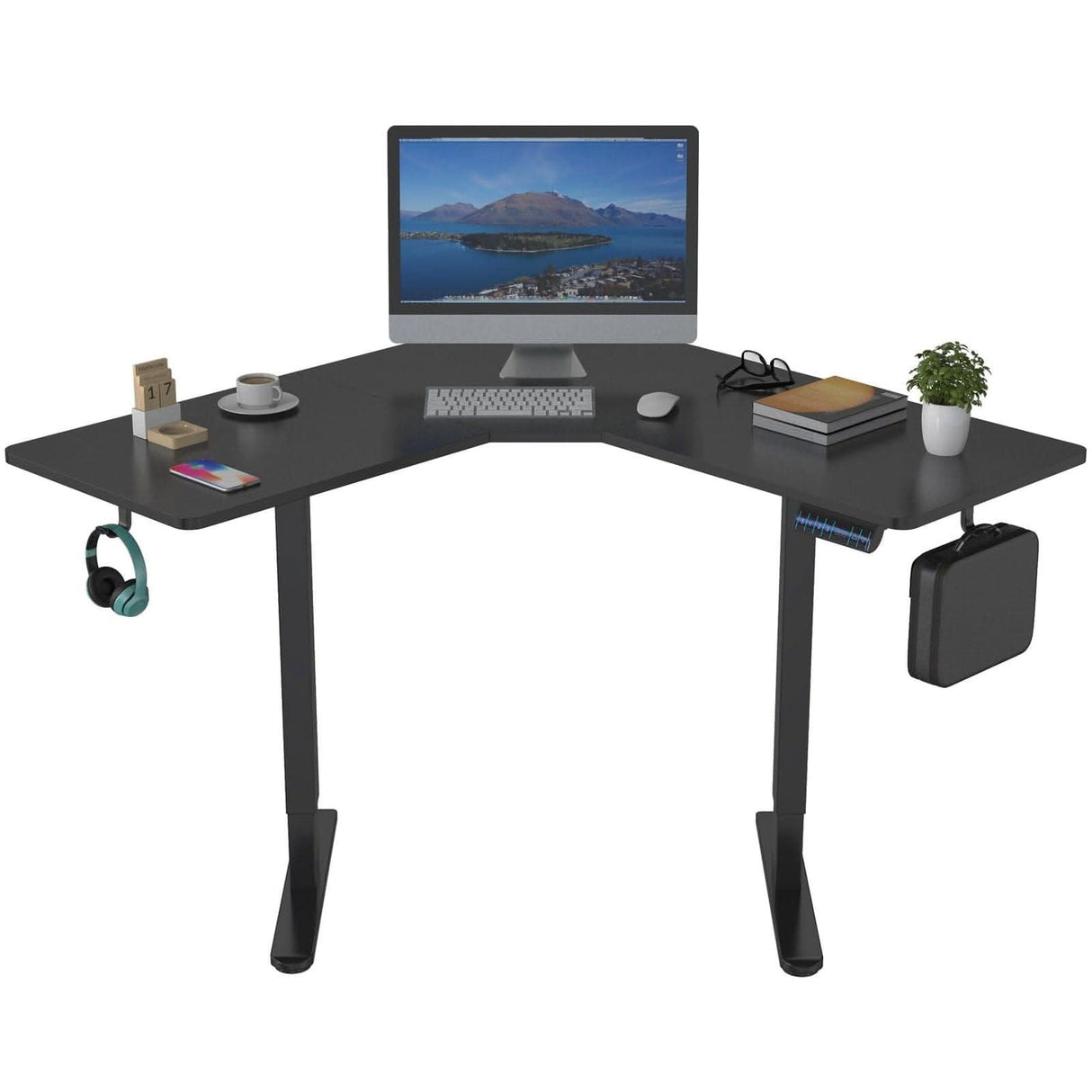 Height Adjustable Corner Sit-Stand Desk Black Standing Desk - Height Adjustable Corner Sit-Stand Desk - Mount-It! - MI-15003