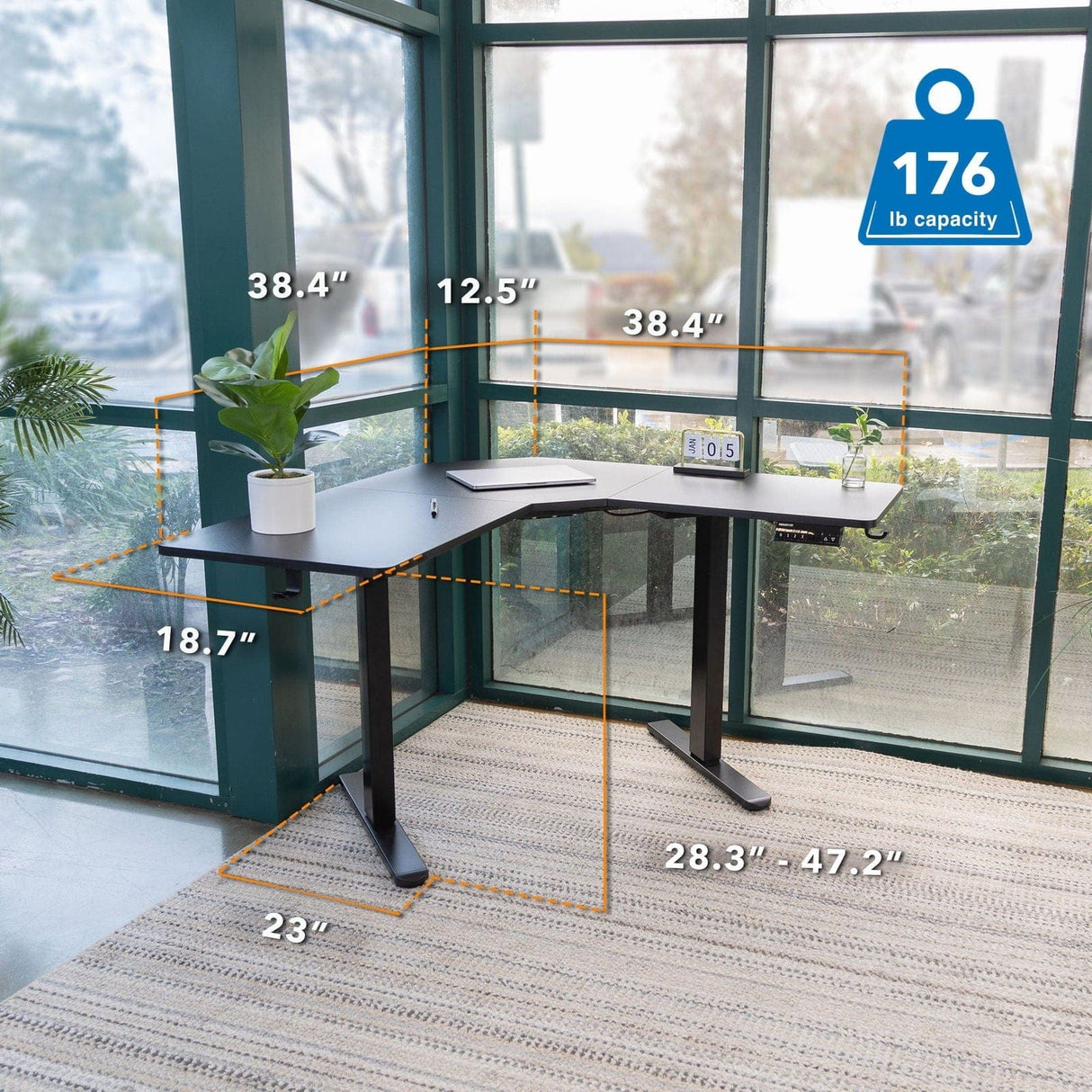 Height Adjustable Corner Sit-Stand Desk Black Standing Desk - Height Adjustable Corner Sit-Stand Desk - Mount-It! - MI-15003