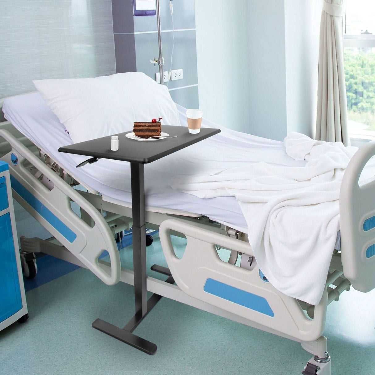 Height Adjustable Overbed Desk Black Mobile Standing Desk - Height Adjustable Overbed Desk - Mount-It! - MI-8040