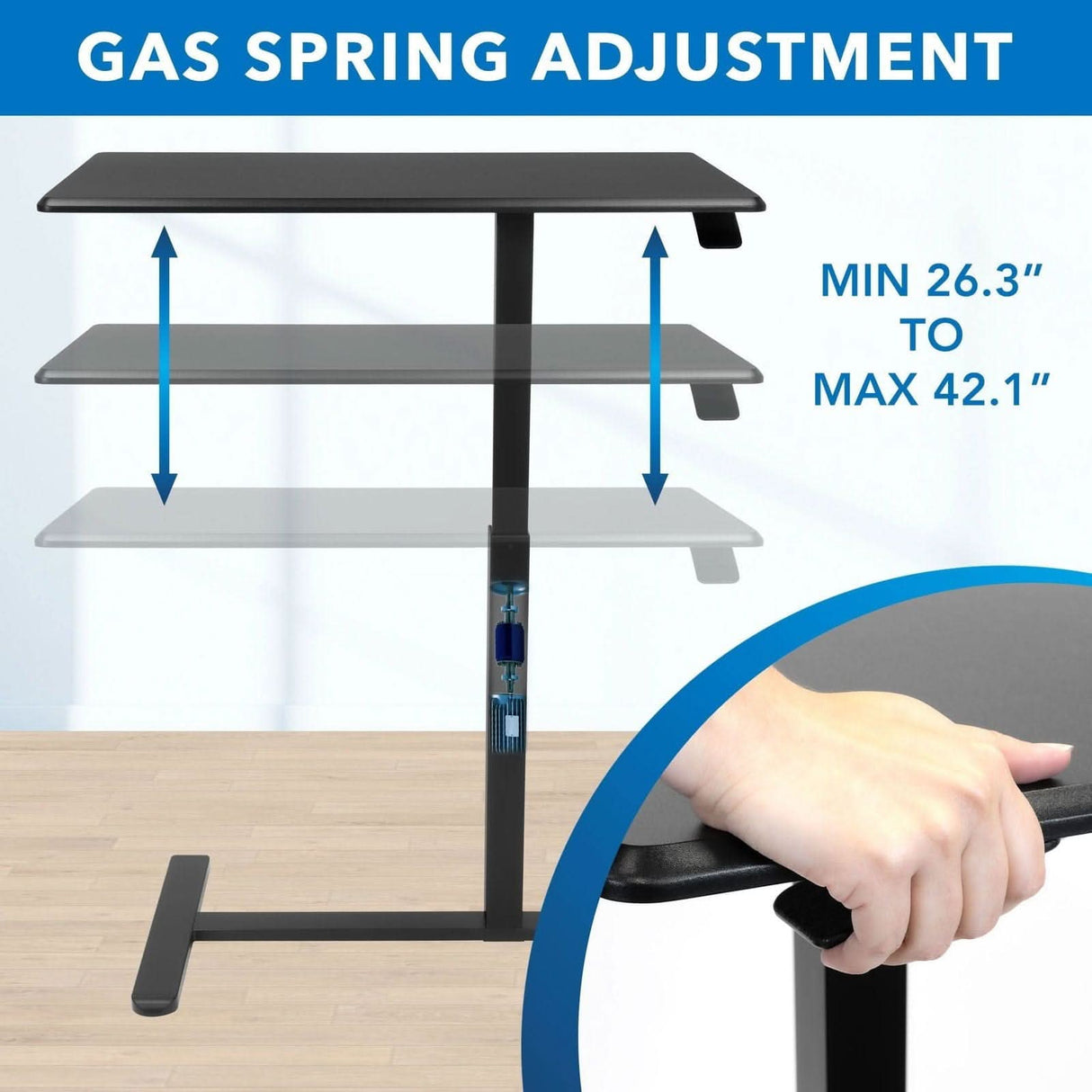 Height Adjustable Overbed Desk Black Mobile Standing Desk - Height Adjustable Overbed Desk - Mount-It! - MI-8040