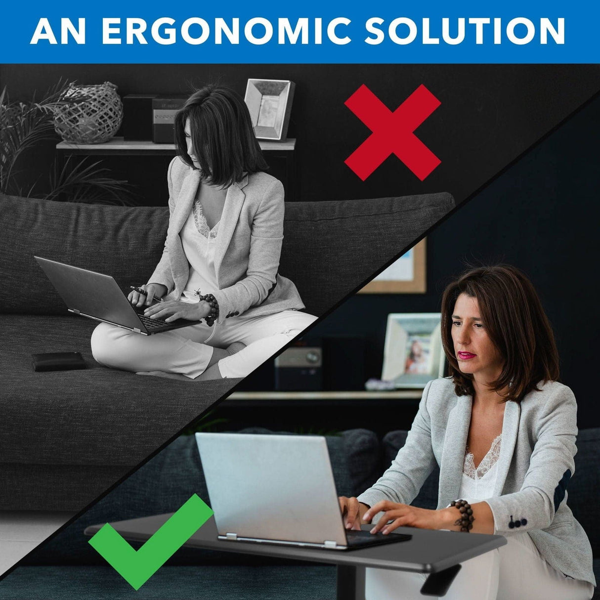 Height Adjustable Overbed Desk Black Mobile Standing Desk - Height Adjustable Overbed Desk - Mount-It! - MI-8040