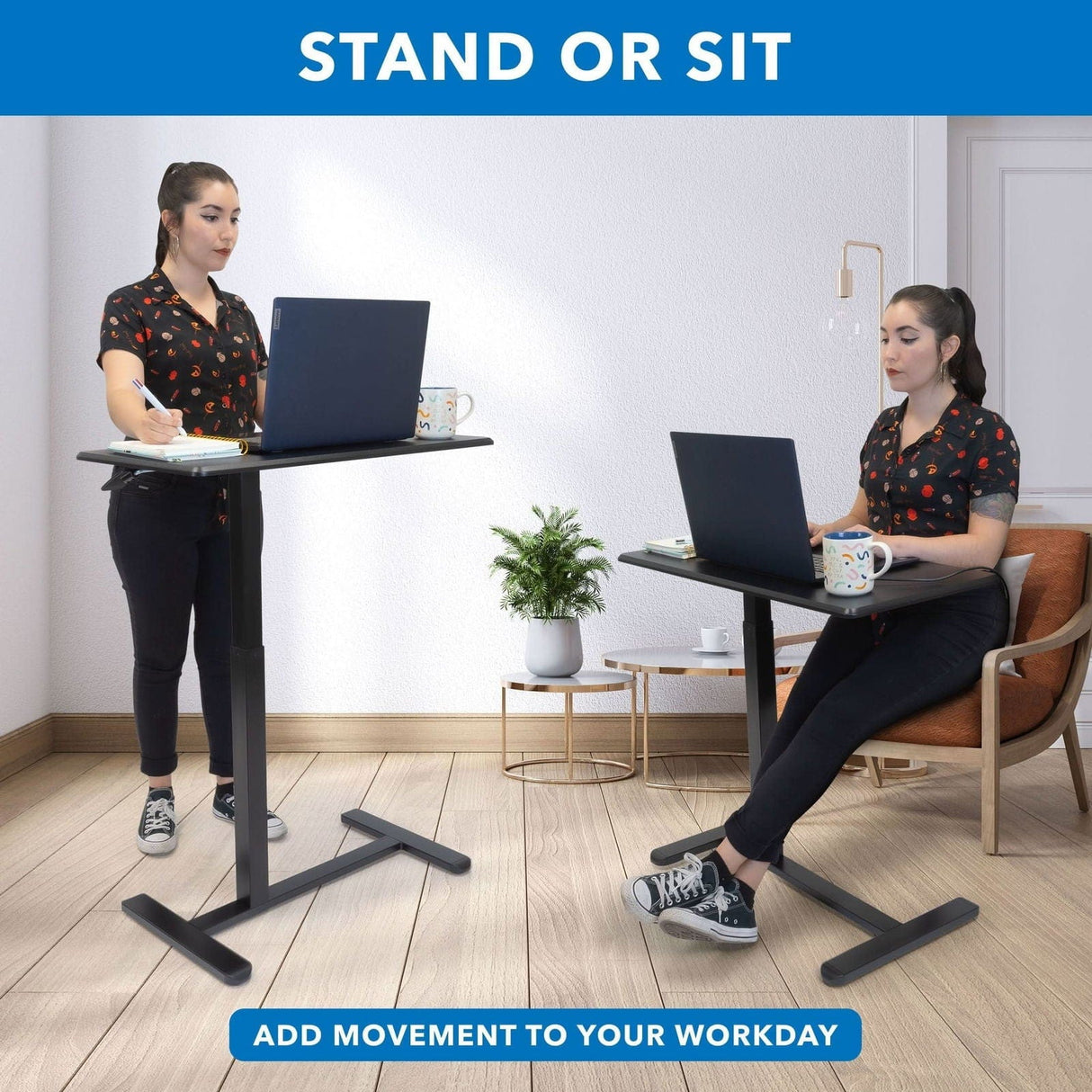 Height Adjustable Overbed Desk Black Mobile Standing Desk - Height Adjustable Overbed Desk - Mount-It! - MI-8040