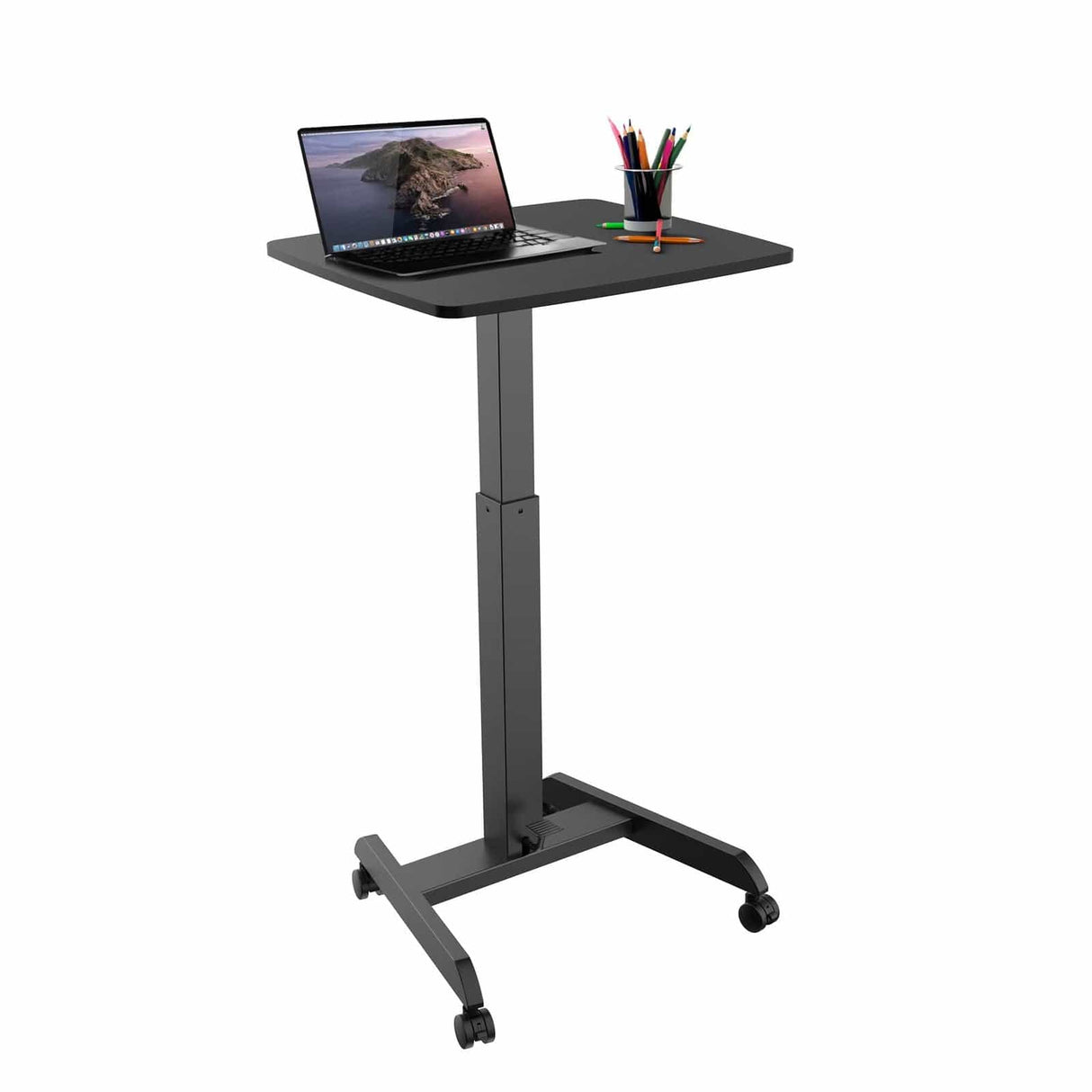 Height Adjustable Rolling Laptop Desk Black Mobile Standing Desk - Height Adjustable Rolling Laptop Desk - Mount-It! - MI-7997BLK
