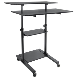 Black Mobile Standing Desk - Height Adjustable Rolling Stand up Desk - Mount-It! - MI-7970B Black Mobile Standing Desk - Height Adjustable Rolling Stand up Desk - Mount-It! - MI-7970B