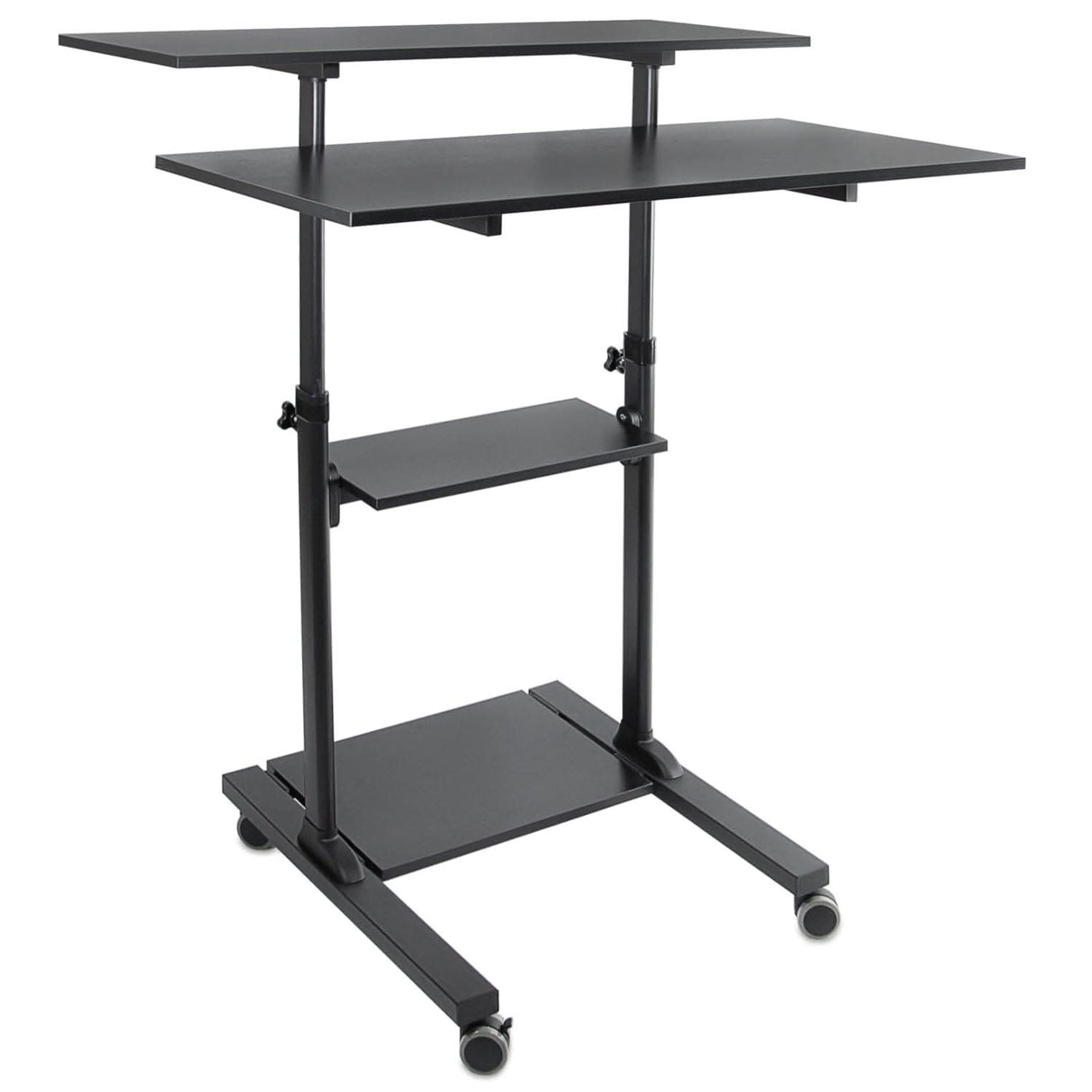 Height Adjustable Rolling Stand up Desk Black Mobile Standing Desk - Height Adjustable Rolling Stand up Desk - Mount-It! - MI-7970B
