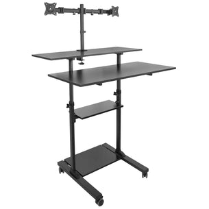 Black Mobile Standing Desk - Height Adjustable Rolling Stand up Desk - Mount-It! - MI-7972B Black Mobile Standing Desk - Height Adjustable Rolling Stand up Desk - Mount-It! - MI-7972B