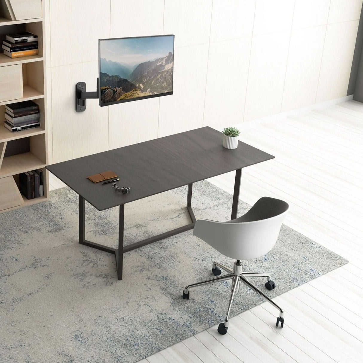 Height Adjustable Single Monitor Wall Mount Black Monitor Mount - Height Adjustable Single Monitor Wall Mount - Mount-It! - MI-3753