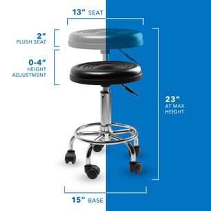 Black Desk Accessories - Height Adjustable Stool with Wheels - Mount-It! - MI-930 Black Desk Accessories - Height Adjustable Stool with Wheels - Mount-It! - MI-930
