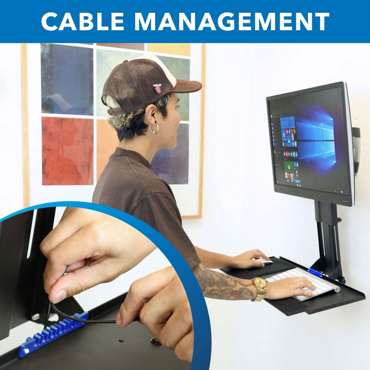 Keyboard Tray VESA Mount Black Wall Mounted Desk - Keyboard Tray VESA Mount - Mount-It! - MI-7915