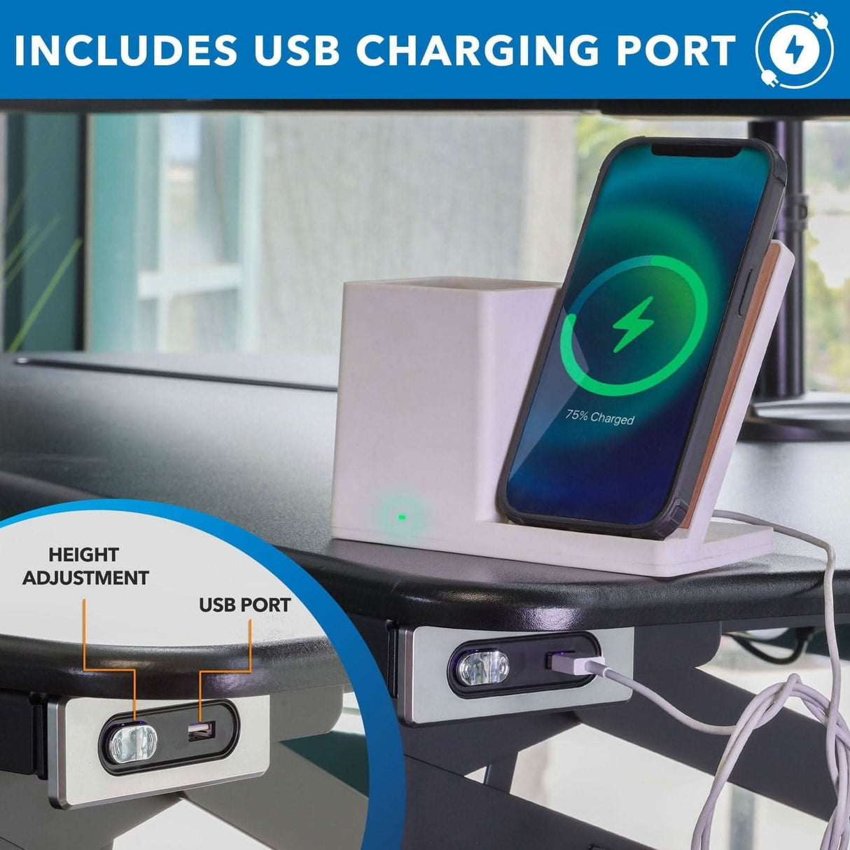 Large Electric Sit-Stand Desk Converter with Dual Monitor Mount Black Desk Converters - Large Electric Sit-Stand Desk Converter with Dual Monitor Mount - Mount-It! - MI-8054