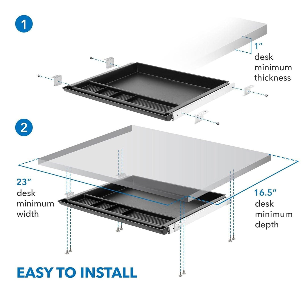 Large Under Desk Pencil Drawer Black Desk Accessories - Large Under Desk Pencil Drawer - Mount-It! - MI-7148