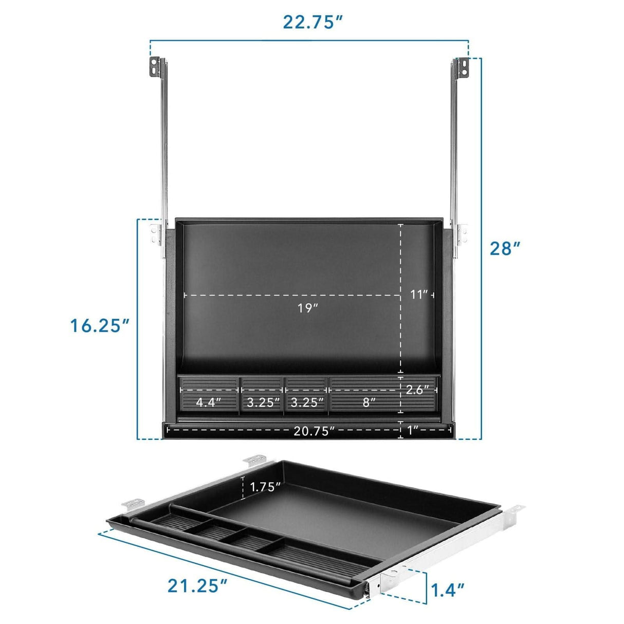 Large Under Desk Pencil Drawer Black Desk Accessories - Large Under Desk Pencil Drawer - Mount-It! - MI-7148