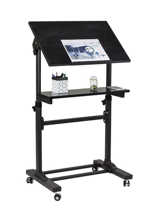 Black Mobile Standing Desk - Mobile Lectern Stand Up Desk - Mount-It! - MI-7941 Black Mobile Standing Desk - Mobile Lectern Stand Up Desk - Mount-It! - MI-7941