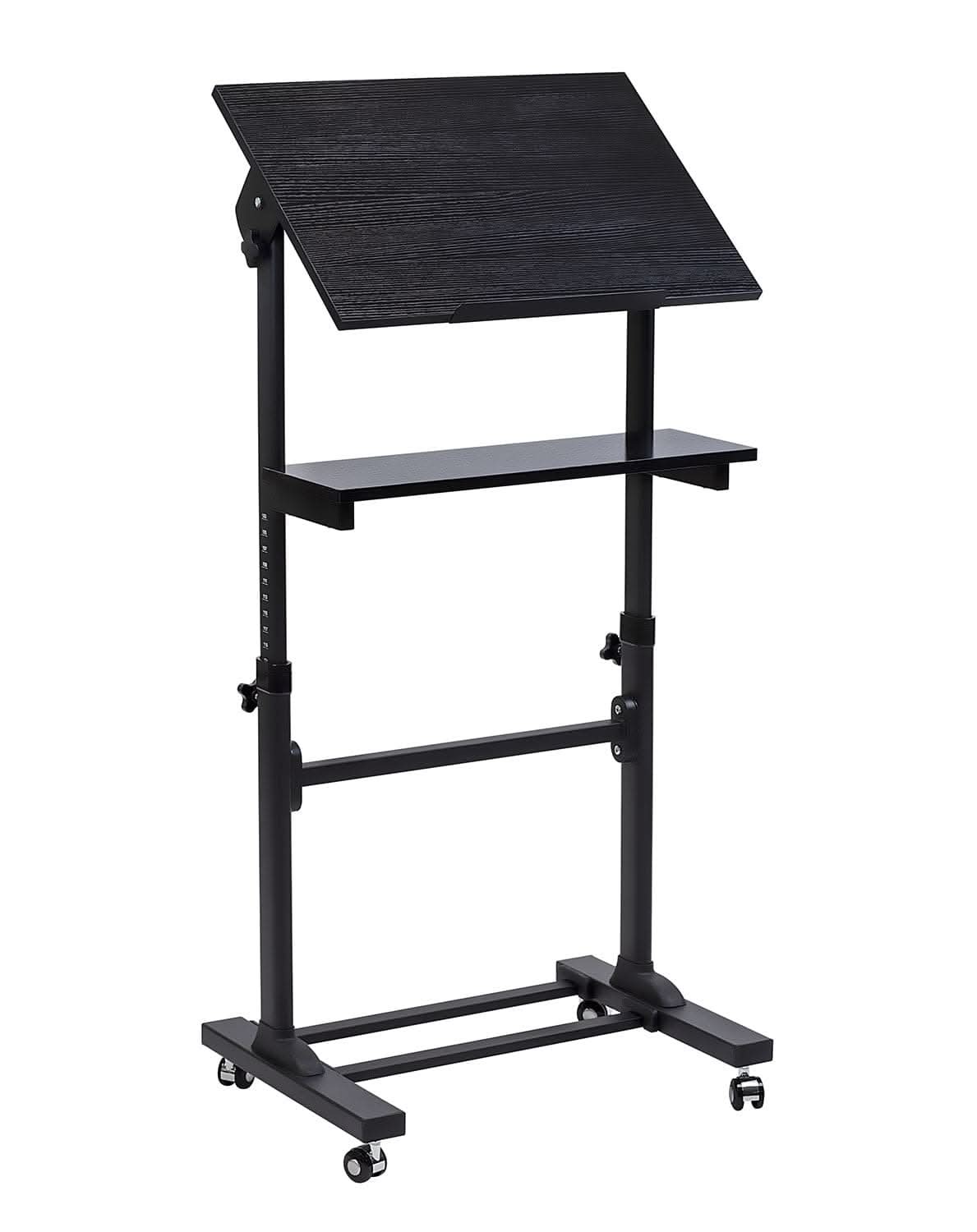 Mobile Lectern Stand Up Desk Black Mobile Standing Desk - Mobile Lectern Stand Up Desk - Mount-It! - MI-7941