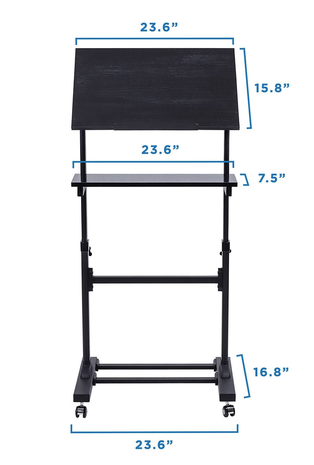 Mobile Lectern Stand Up Desk Black Mobile Standing Desk - Mobile Lectern Stand Up Desk - Mount-It! - MI-7941