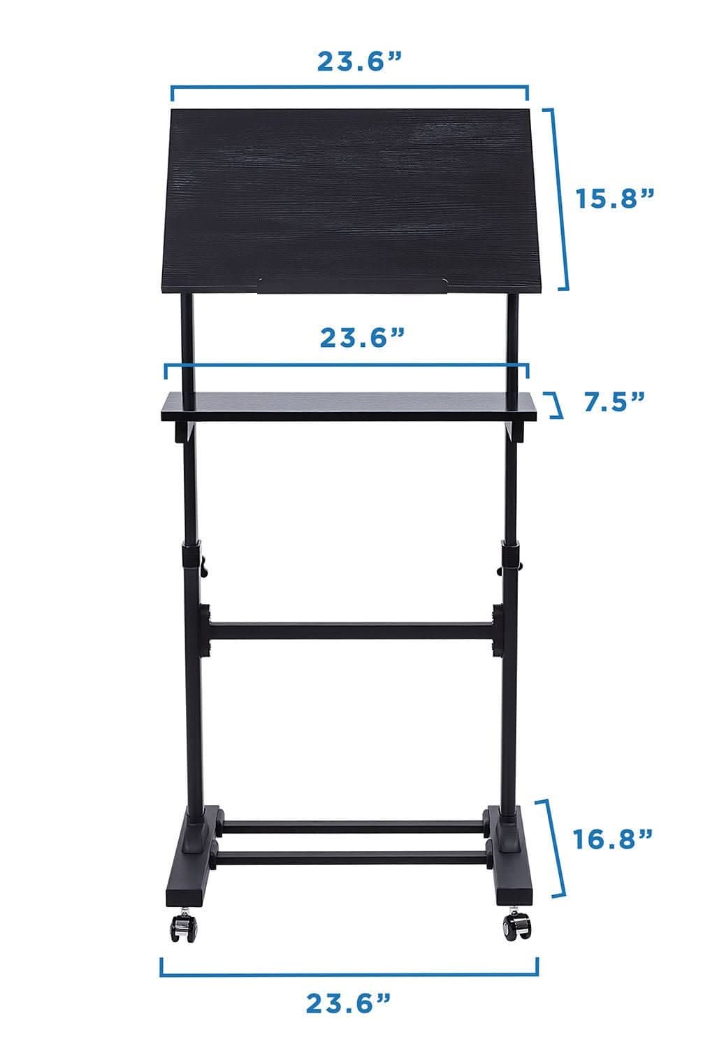 Mobile Lectern Stand Up Desk Black Mobile Standing Desk - Mobile Lectern Stand Up Desk - Mount-It! - MI-7941