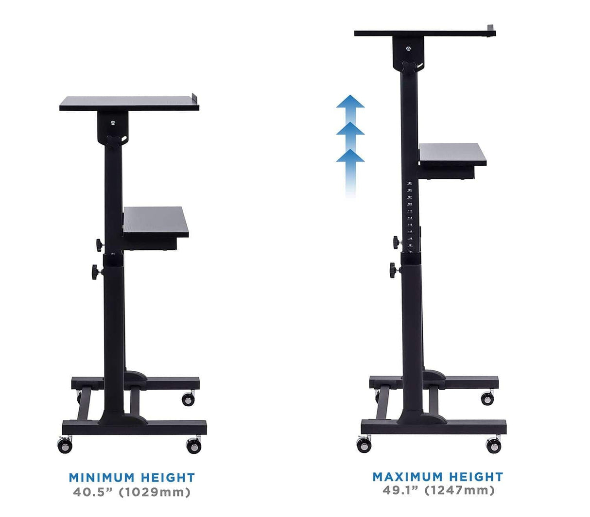 Mobile Lectern Stand Up Desk Black Mobile Standing Desk - Mobile Lectern Stand Up Desk - Mount-It! - MI-7941