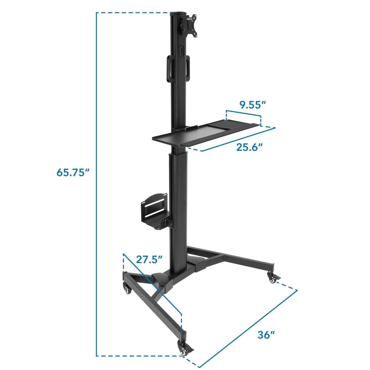 Mobile PC Workstation Black Mobile Standing Desk - Mobile PC Workstation - Mount-It! - MI-7985