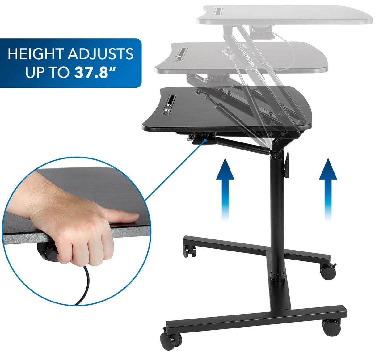 Mobile Standing Desk w/ Locking Wheels Black Mobile Standing Desk - Mobile Standing Desk w/ Locking Wheels - Mount-It! - MI-7969