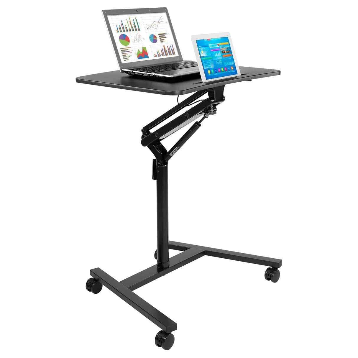 Mobile Standing Desk w/ Locking Wheels Black Mobile Standing Desk - Mobile Standing Desk w/ Locking Wheels - Mount-It! - MI-7969