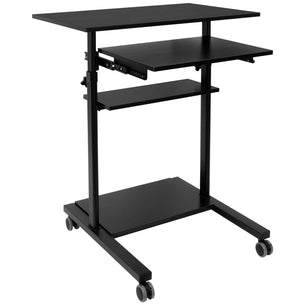 Black Mobile Standing Desk - Mobile Standing Desk with Retractable Keyboard - Mount-It! - MI-7998B Black Mobile Standing Desk - Mobile Standing Desk with Retractable Keyboard - Mount-It! - MI-7998B