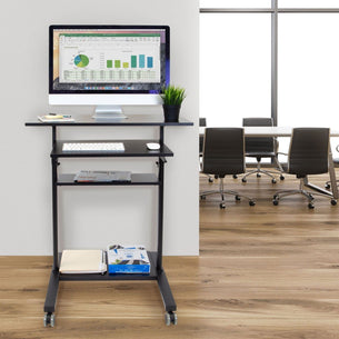 Black Mobile Standing Desk - Mobile Standing Desk with Retractable Keyboard - Mount-It! - MI-7998B Black Mobile Standing Desk - Mobile Standing Desk with Retractable Keyboard - Mount-It! - MI-7998B