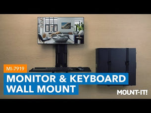 Black Wall Mounted Desk - Monitor and Keyboard Wall Mount with CPU Holder - Mount-It! - MI-7919 Black Wall Mounted Desk - Monitor and Keyboard Wall Mount with CPU Holder - Mount-It! - MI-7919