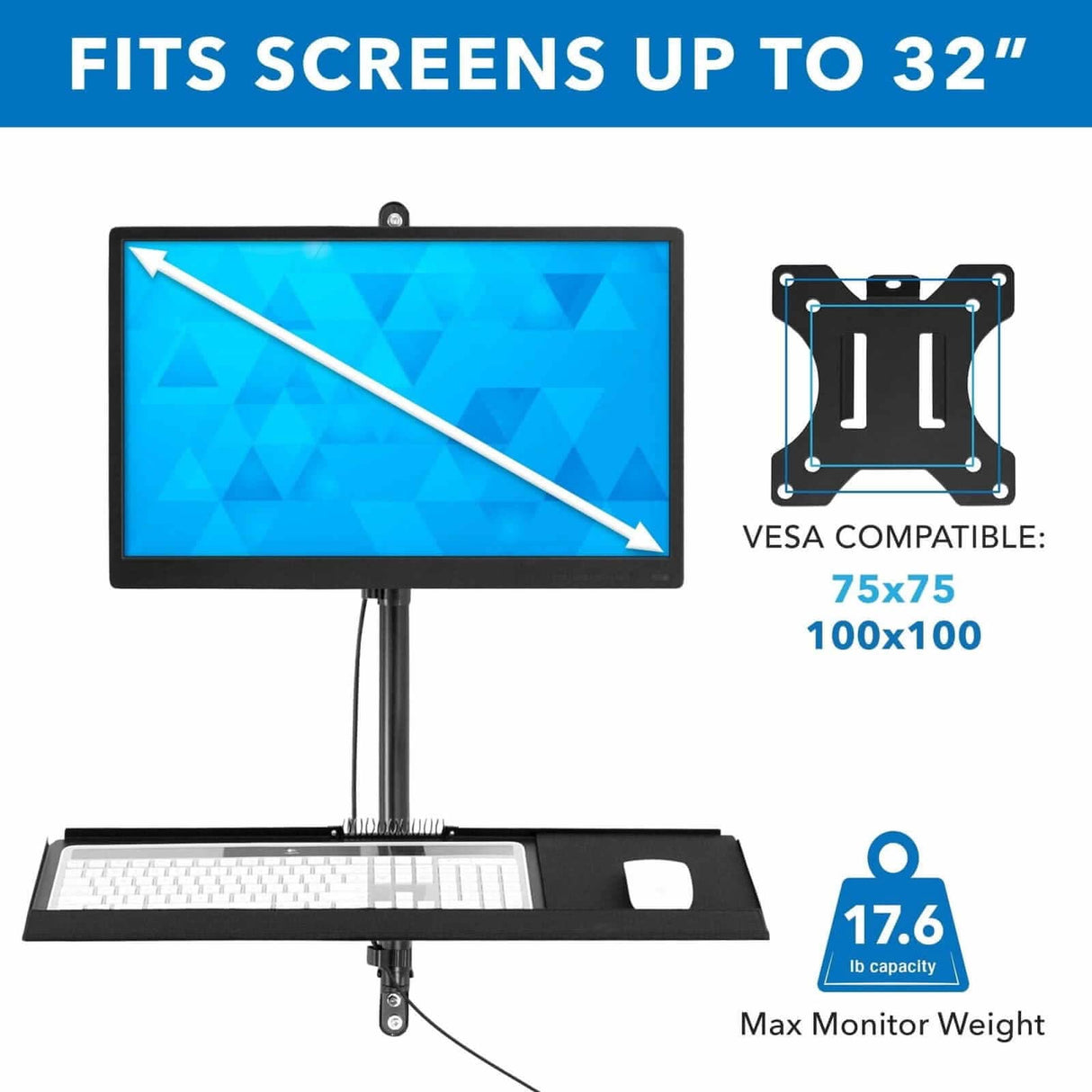 Monitor Wall Mount Workstation Black Wall Mounted Desk - Monitor Wall Mount Workstation - Mount-It! - MI-7991