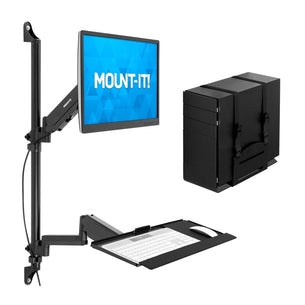 Black Wall Mounted Desk - Monitor Wall Mount Workstation - Mount-It! - MI-7991 Black Wall Mounted Desk - Monitor Wall Mount Workstation - Mount-It! - MI-7991