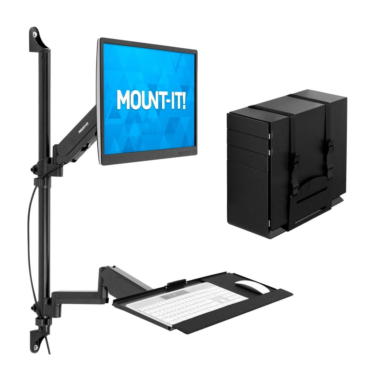 Monitor Wall Mount Workstation Black Wall Mounted Desk - Monitor Wall Mount Workstation - Mount-It! - MI-7991