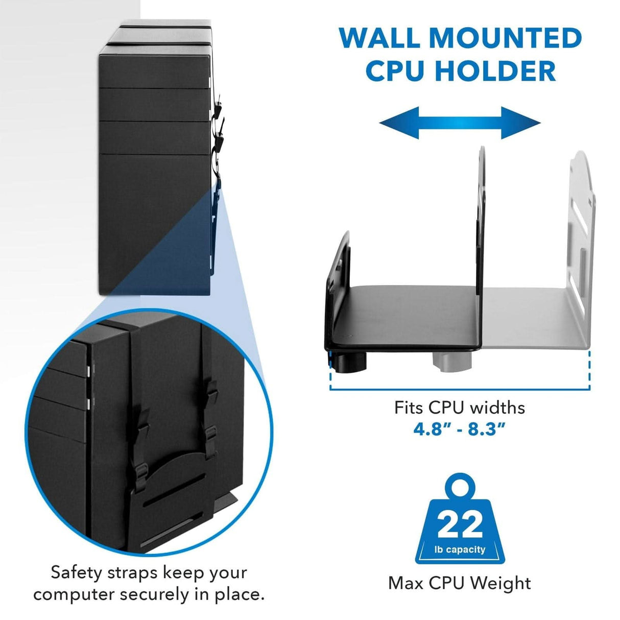 Monitor Wall Mount Workstation Black Wall Mounted Desk - Monitor Wall Mount Workstation - Mount-It! - MI-7991