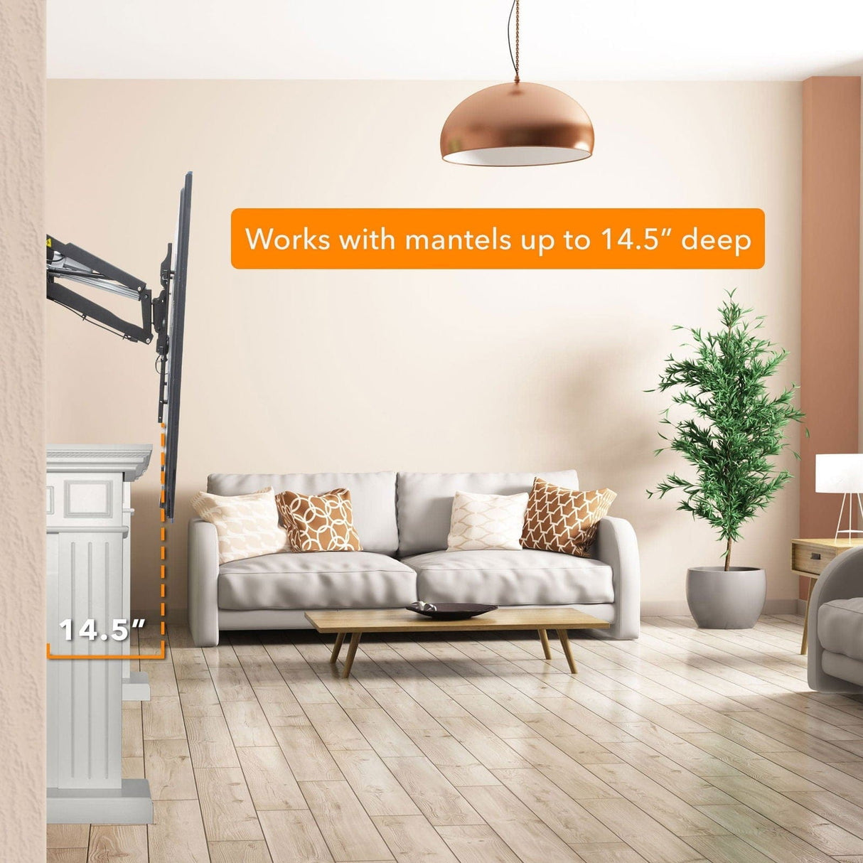 Motorized Fireplace TV Mount With Recessed Base Black TV Mount - Motorized Fireplace TV Mount With Recessed Base - Mount-It! - MI-302