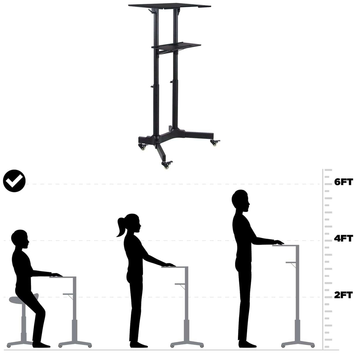 Portable Presentation Lectern Black Mobile Standing Desk - Portable Presentation Lectern - Mount-It! - MI-7971