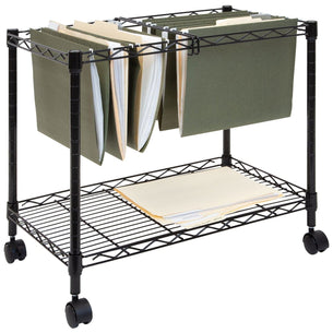 Black File Cabinet - Rolling File Cart with Folder Rack - Mount-It! - MI-7858 Black File Cabinet - Rolling File Cart with Folder Rack - Mount-It! - MI-7858