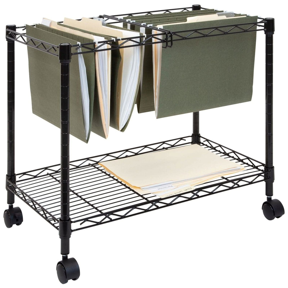 Rolling File Cart with Folder Rack Black File Cabinet - Rolling File Cart with Folder Rack - Mount-It! - MI-7858