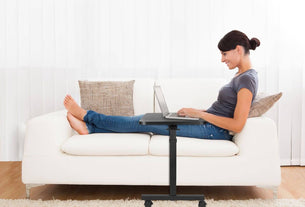 Black Mobile Standing Desk - Rolling Over Bed Table - Mount-It! - MI-7987 Black Mobile Standing Desk - Rolling Over Bed Table - Mount-It! - MI-7987