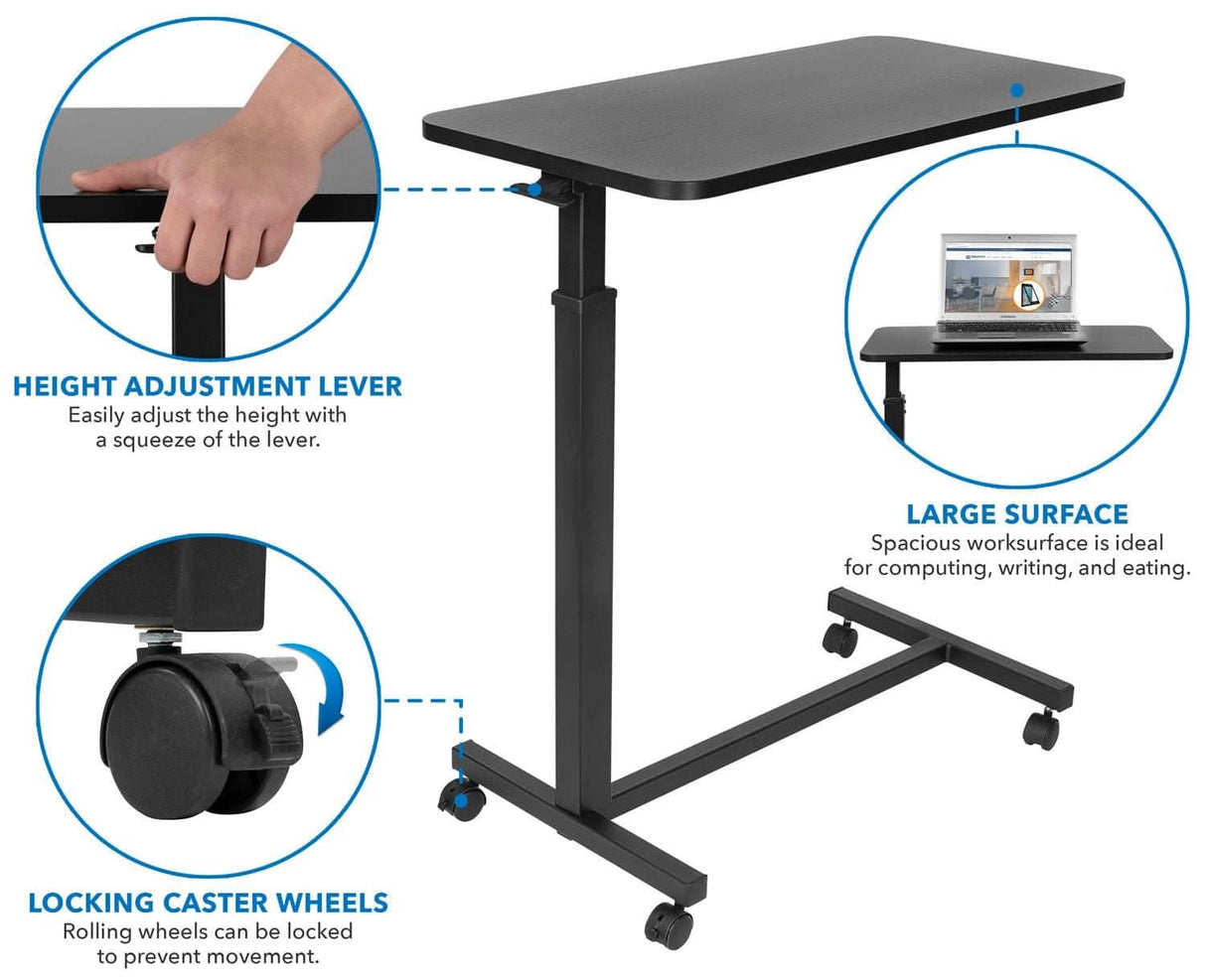 Rolling Over Bed Table Black Mobile Standing Desk - Rolling Over Bed Table - Mount-It! - MI-7987