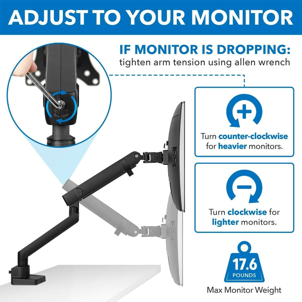 Single Monitor Desk Mount Black Monitor Mount - Single Monitor Desk Mount - Mount-It! - MI-2671