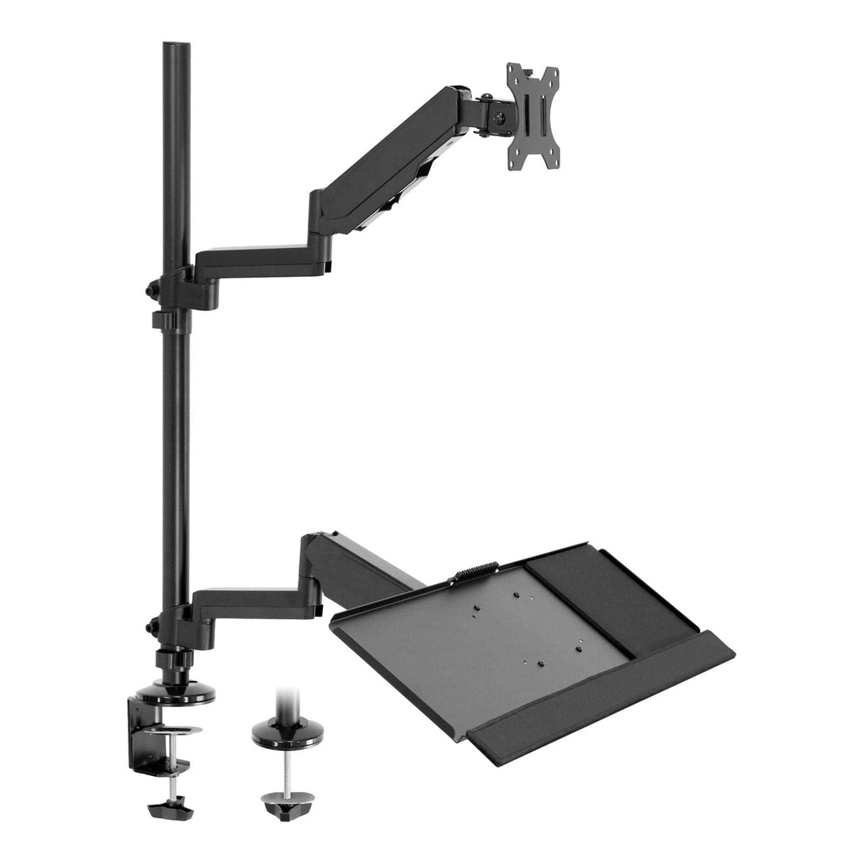 Single Monitor Sit-Stand Desk Mount with Keyboard Tray Black Desk Converters - Single Monitor Sit-Stand Desk Mount with Keyboard Tray - Mount-It! - MI-7995
